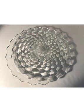 Whitehall Cake Plate Stand Indiana Glass 3 Footed 12”  Serving Platter Vintage
